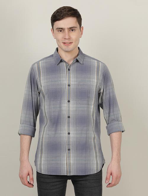 grey checkered casual shirt - 18614298 - Very Small Image - 1
