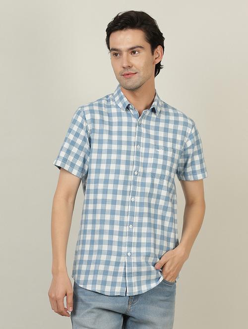 blue checkered casual shirt - 18614318 - Very Small Image - 1