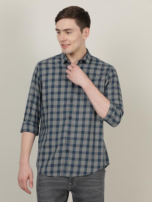 teal checkered casual shirt - 18614320 - Very Small Image - 1