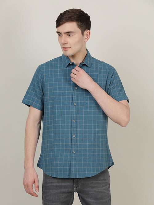 blue checkered casual shirt - 18614334 - Very Small Image - 1
