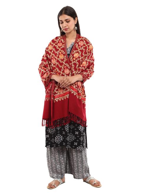 tassel detailed jacquard work stole - 18614702 - Very Small Image - 1