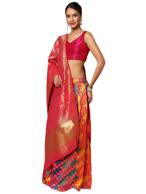 pink brocade dupatta - 18615044 - Very Small Image - 1