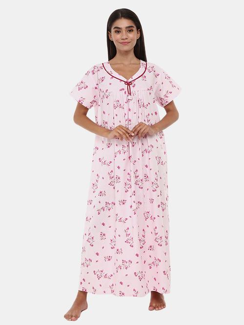 v-neck printed nighty - 18615637 - Very Small Image - 1