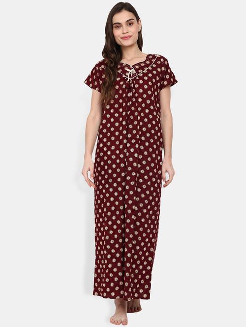 sweetheart neck printed nighty - 18615639 - Very Small Image - 1