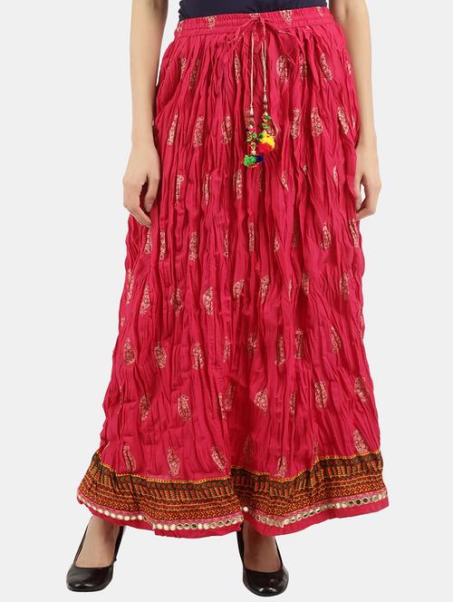 mid rise foil print a-line skirt - 18615730 - Very Small Image - 1