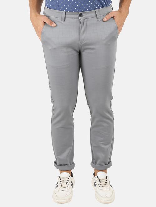checkered flat front casual trouser - 18615936 - Very Small Image - 1