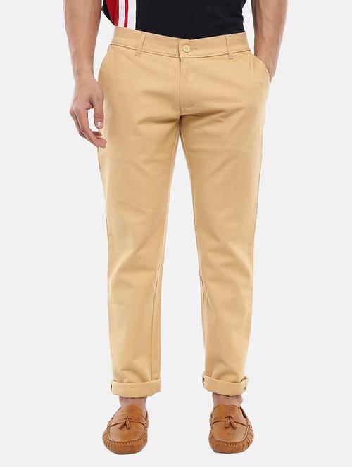 mid rise solid casual trouser - 18615939 - Very Small Image - 1