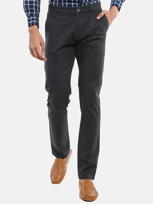 solid flat front casual trouser - 18615960 - Very Small Image - 1