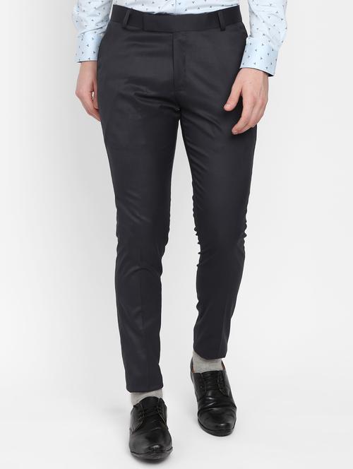 men mid-rise grey solid pleated casual trouser - 18616100 - Very Small Image - 1