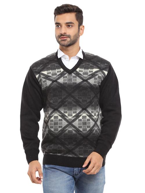 v neck geometric pullover - 18616665 - Very Small Image - 1