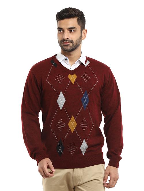 v-neck self design pullover - 18616672 - Very Small Image - 1