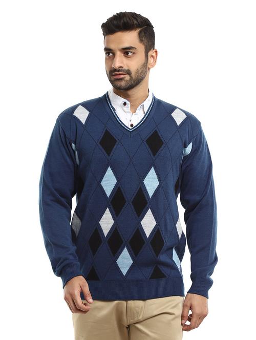 v-neck self design pullover - 18616676 - Very Small Image - 1