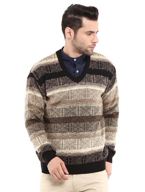 v-neck self design pullover - 18616716 - Very Small Image - 1