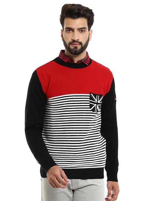 round neck color block pullover - 18616719 - Very Small Image - 1