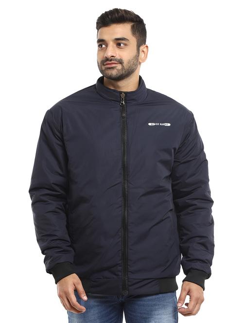 navy solid casual jacket - 18616738 - Very Small Image - 1