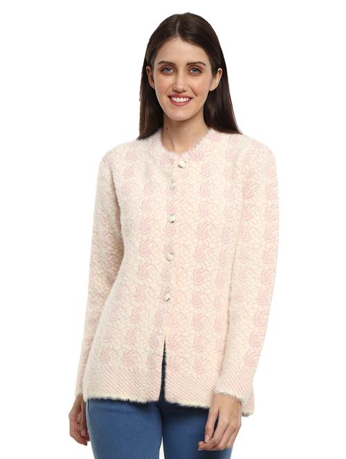 round neck self design cardigan - 18616766 - Very Small Image - 1