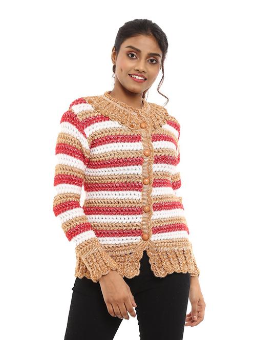 v-neck self design cardigan - 18616780 - Very Small Image - 1