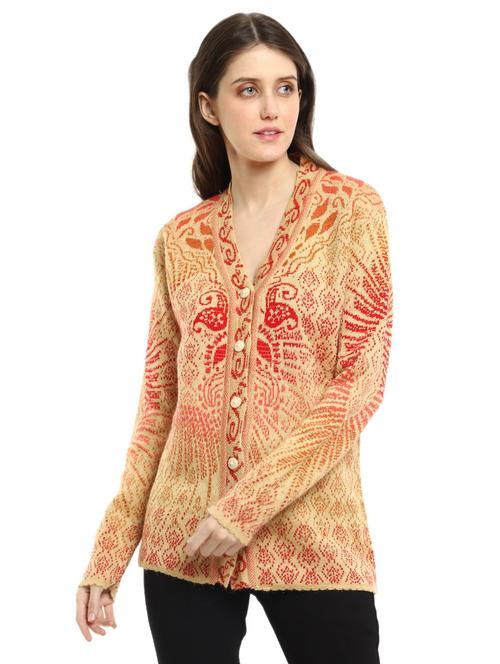 v-neck self design cardigan - 18616787 - Very Small Image - 1