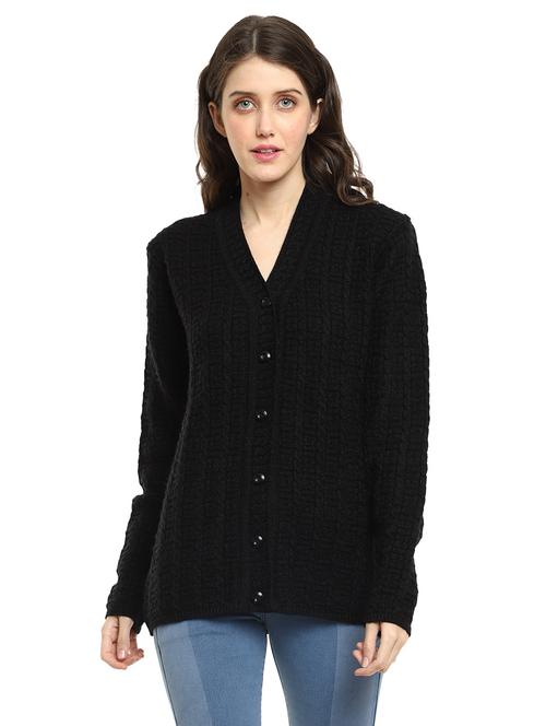 v-neck self design cardigan - 18616796 - Very Small Image - 1