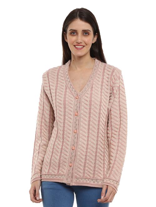 v-neck self design cardigan - 18616802 - Very Small Image - 1