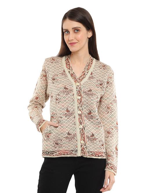 v-neck self design cardigan - 18616805 - Very Small Image - 1