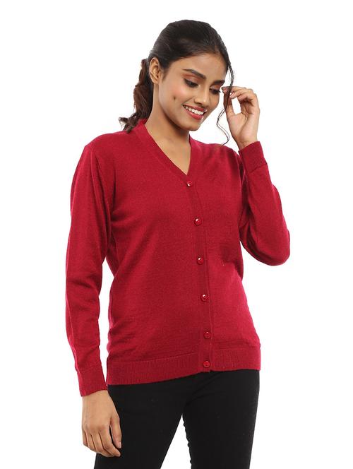 v-neck self design cardigan - 18616831 - Very Small Image - 1