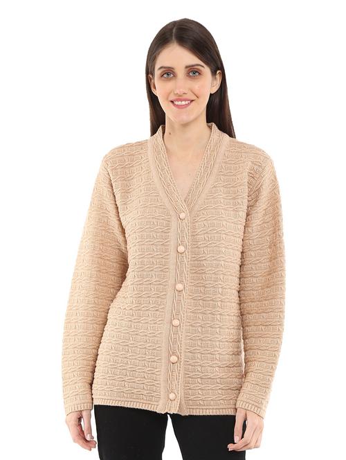 v neck self design cardigan - 18616835 - Very Small Image - 1
