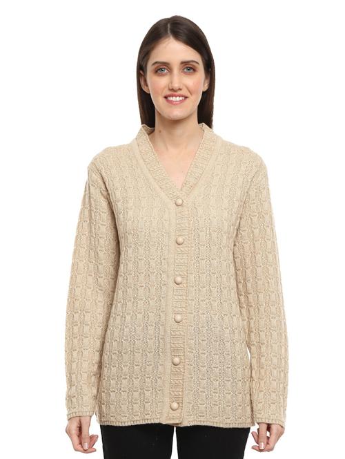 v neck self design cardigan - 18616836 - Very Small Image - 1