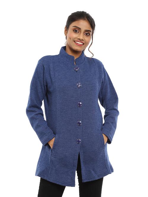 navy blue self design cardigan - 18616840 - Very Small Image - 1