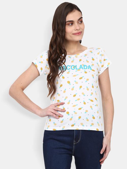 white printed casual t-shirt - 18617066 - Very Small Image - 1