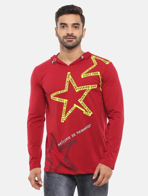 hooded neck front printed t-shirt - 18617581 - Very Small Image - 1