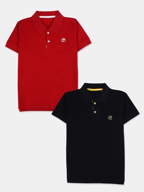 pack of 2 polo neck solid t-shirt - 18617651 - Very Small Image - 1