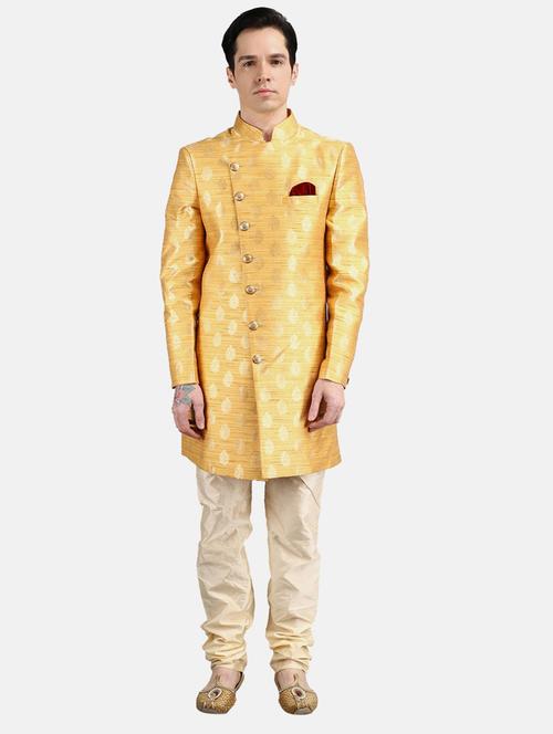 yellow sherwani ethnic wear set - 18617742 - Very Small Image - 1