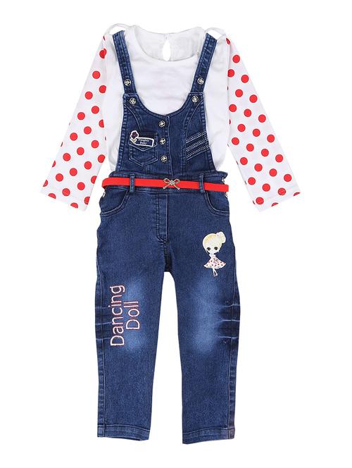 girls printed denim dungarees - 18618631 - Very Small Image - 1