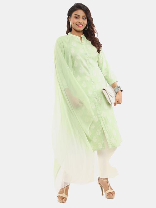 floral kurta palazzo set with dupatta - 18619090 - Very Small Image - 1