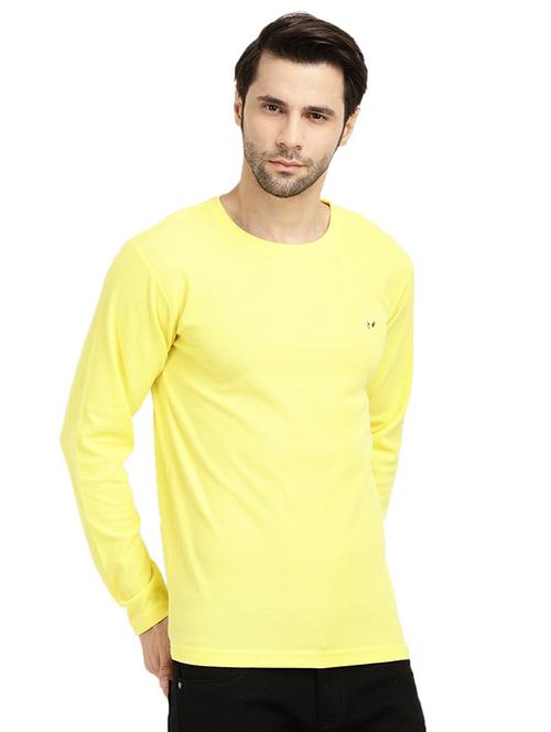 yellow solid full sleeve t-shirt - 18619896 - Very Small Image - 1