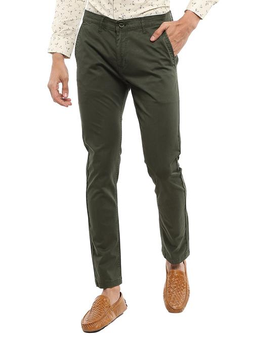 mid rise solid chinos casual trouser - 18620303 - Very Small Image - 1