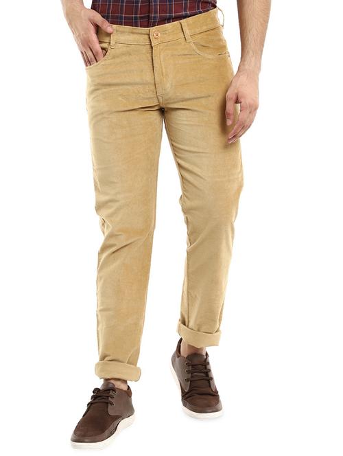 beige solid chinos casual trouser - 18620327 - Very Small Image - 1