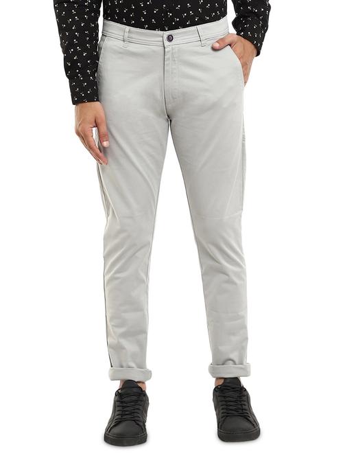 grey solid chinos casual trouser - 18620348 - Very Small Image - 1