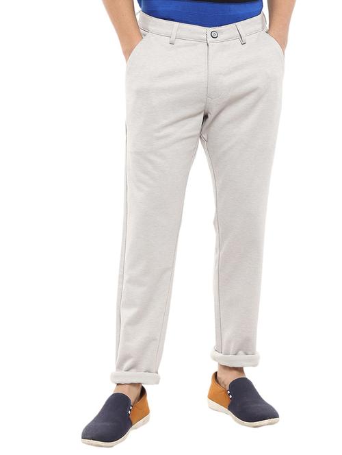 grey self design chinos trouser - 18620479 - Very Small Image - 1