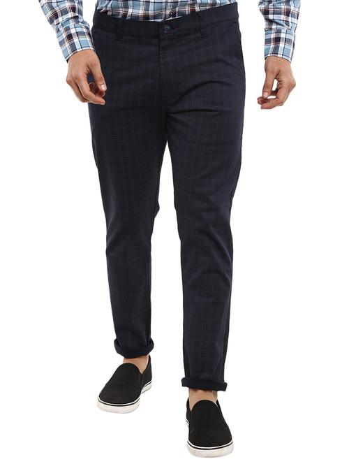 navy blue checkered chinos casual trouser - 18620517 - Very Small Image - 1
