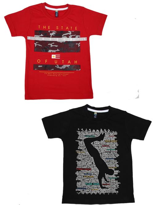 pack of 2 boys round neck printed t-shirt - 18620809 - Very Small Image - 1