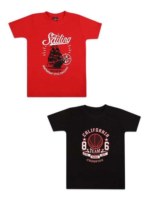 pack of 2 boys round neck printed t-shirt - 18620909 - Very Small Image - 1
