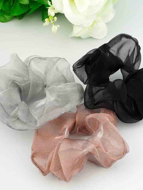 pack of 3 multicolored scrunchies - 18621396 - Very Small Image - 1