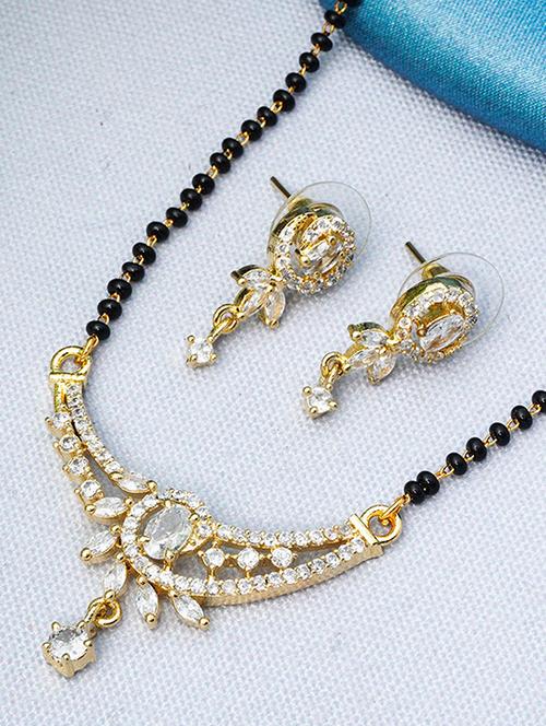 gold plated mangalsutra earring set - 18621981 - Very Small Image - 1