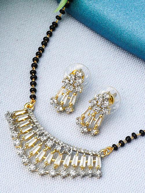 gold plated mangalsutra earring set - 18621983 - Very Small Image - 1