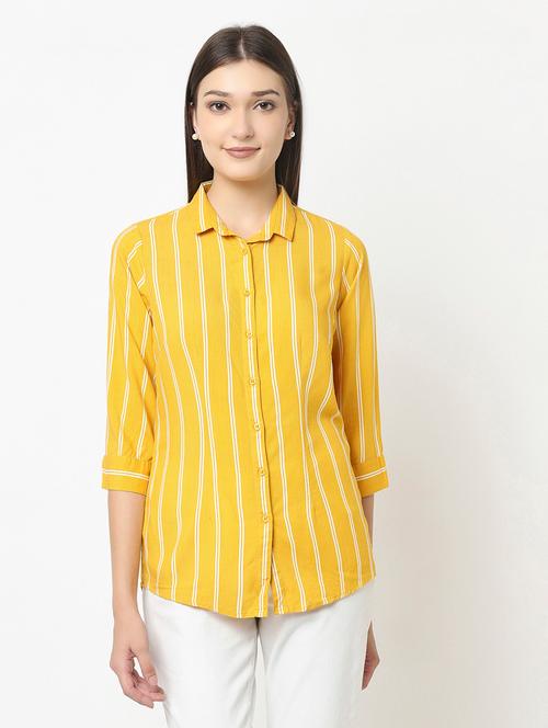 yellow striped regular shirt - 18622020 - Very Small Image - 1