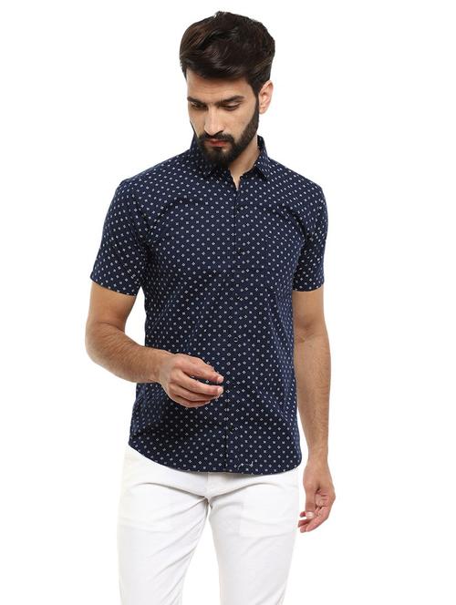 mens micro print casual shirt - 18623281 - Very Small Image - 1