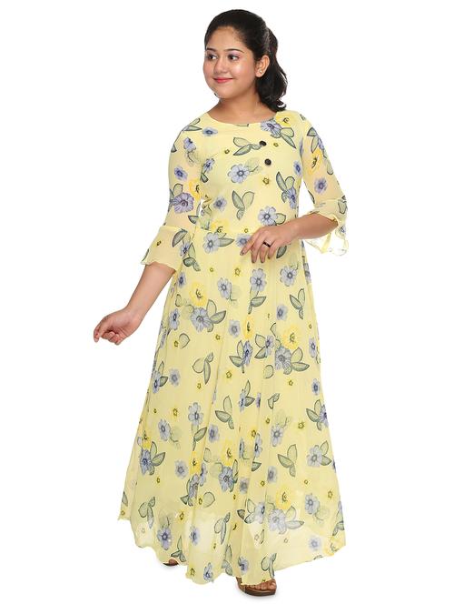 yellow chiffon frock - 18624920 - Very Small Image - 1