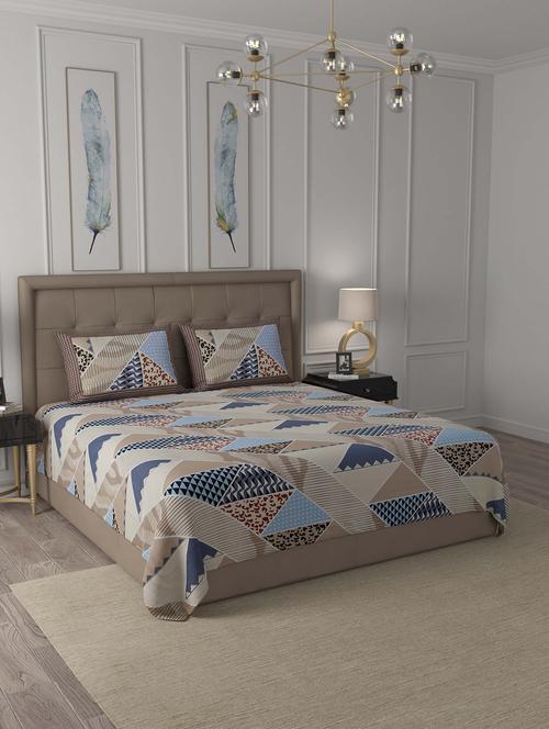 jaipur fabric modern trend blue pastel cotton king size bedsheet 2 pillow covers - 18627395 - Very Small Image - 1